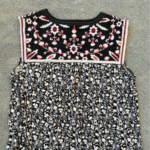 Embroidered Black and White Women's Top